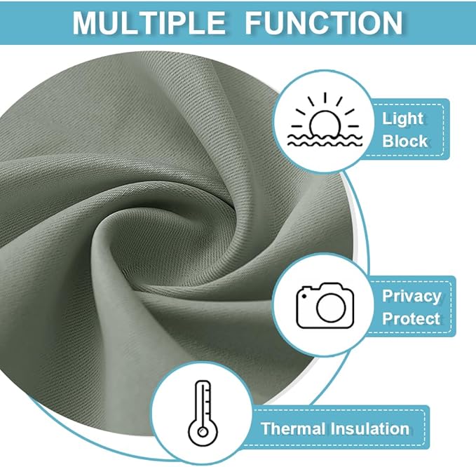RYB HOME Sage Green Blackout Curtains