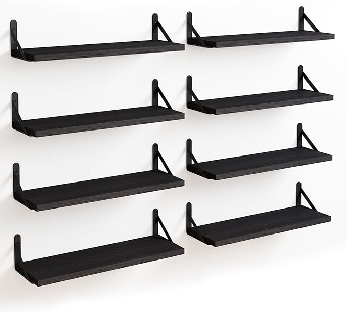 Fixwal Floating Shelves, Width 4.7in Rustic Wood Wall Shelves Set of 8