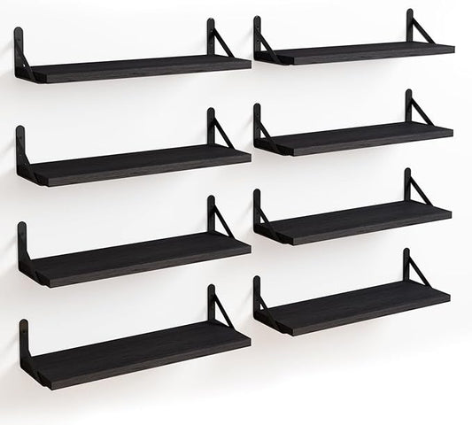 Fixwal Floating Shelves, Width 4.7in Rustic Wood Wall Shelves Set of 8