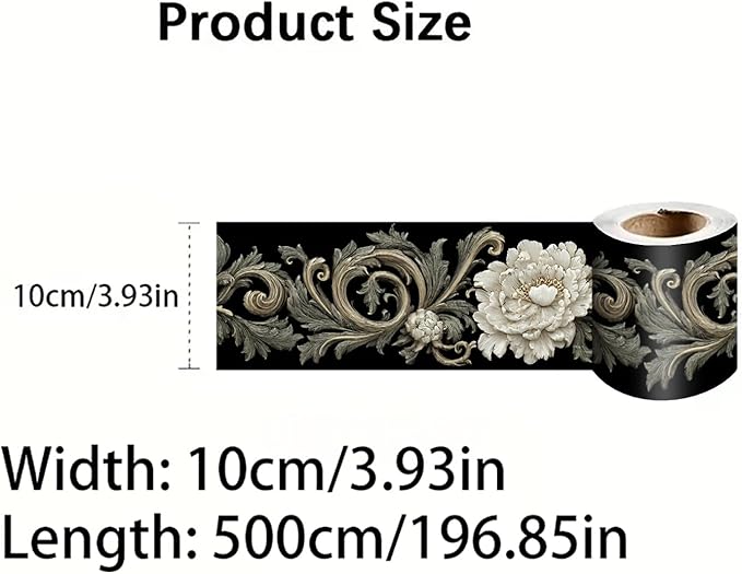 Beige Floral Scroll Wallpaper Border 196x4 Inch Peel and Stick Wall Border