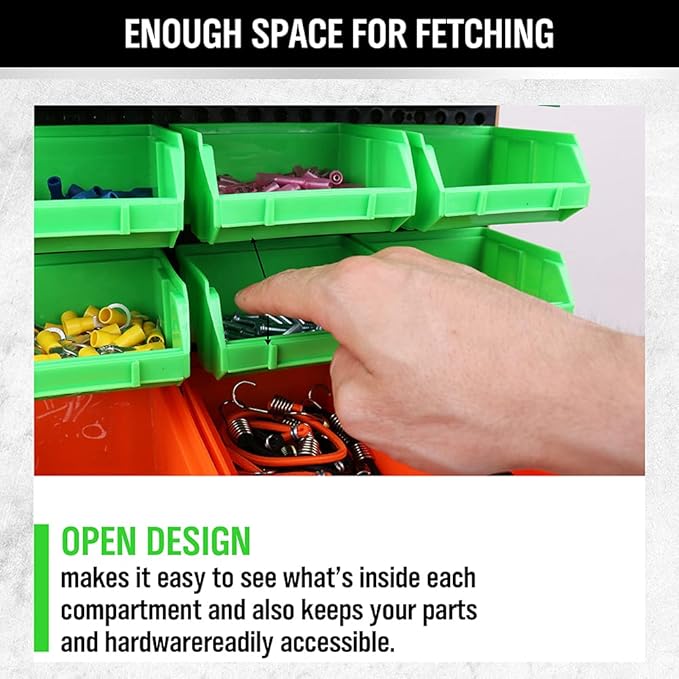 SWANLAKE GARDEN TOOLS 30-Bin Wall-Mounted Storage Bins, Heavy-Duty Garage Tool