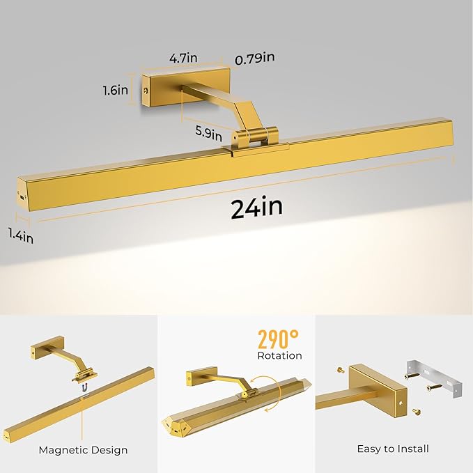 Afyuol Picture Lights for Wall, Battery Operated Picture Light 24in Gallery