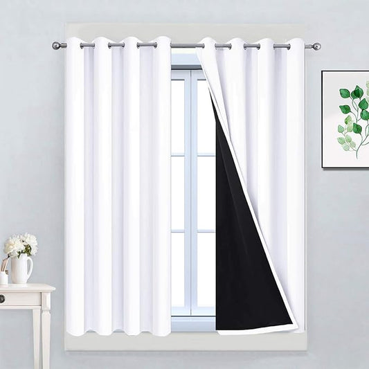 Yakamok Pure White 100% Blackout Curtains