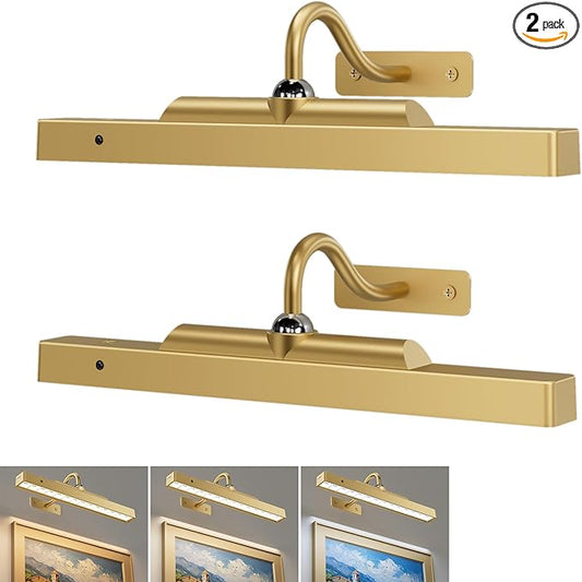Wireless Picture Lights 12'', 2 Pack 4400mAh Battery Poerered Cordless Wall