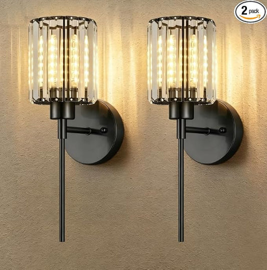 Crystal Battery Operated Wall Sconces, 12 Colors and 3CCT Dimmable Crystal Wall
