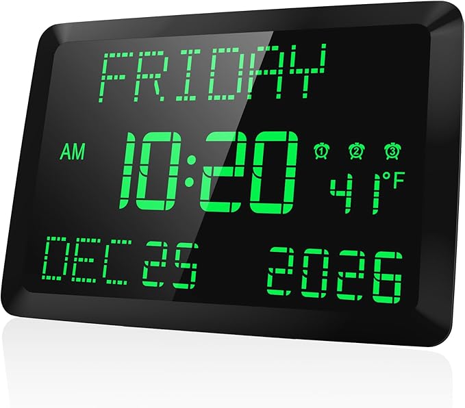 Raynic Day Clock, 11.5" Large Display Calendar Clock