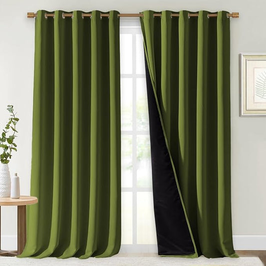 NICETOWN 100% Blackout Blinds, 70 inches x 108 inches, Olive Green, Laundry