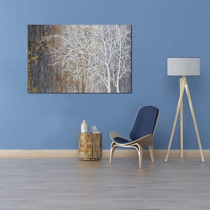 Yihui Arts Autumn Painting On Canvas White Tree Wall Art Large Landscape