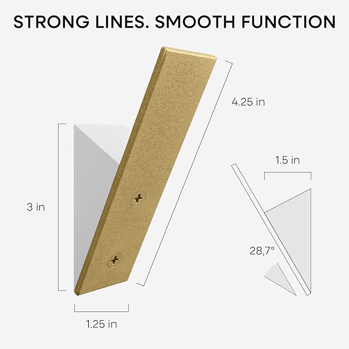 Homeforia Gold Wall Coat Hooks, High End White Wood & Gold Metal Wall Mounted