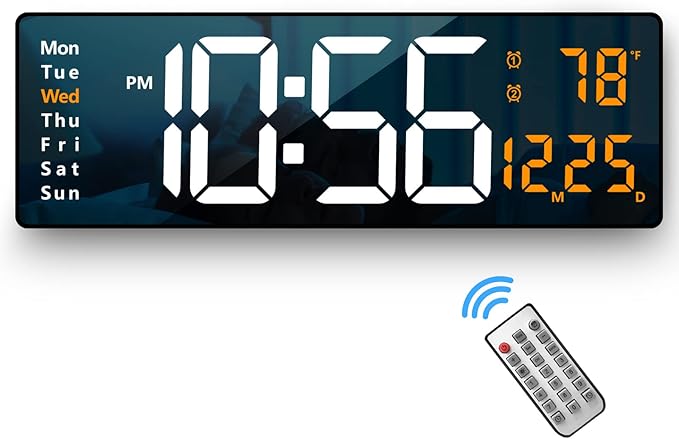 Digital Wall Clock Large Display, 16.2 Inch, LED Digital Clock