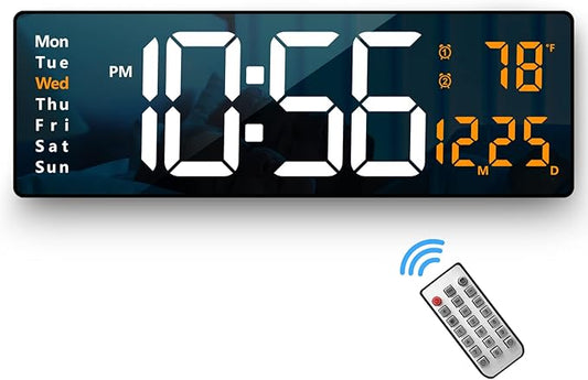 Digital Wall Clock Large Display, 16.2 Inch, LED Digital Clock