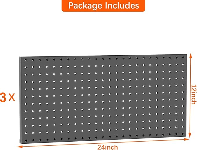 TORACK 3 PCS Metal Pegboard Panels