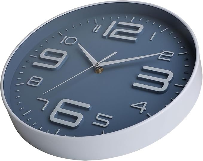 12 inch Silent and Non tick Battery Powered Quartz Round Wall Clock, Suitable