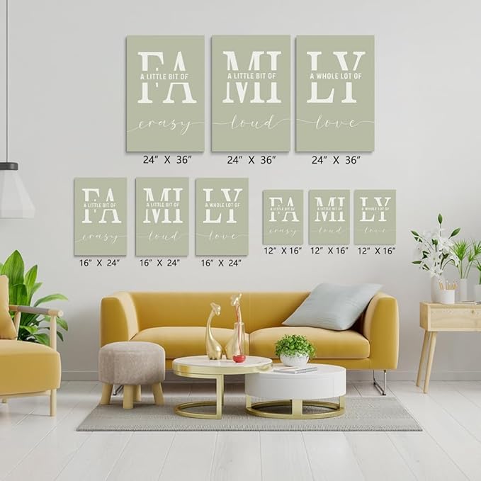 GUBIYU Farmhouse Family Wall Art Set of 3, Home Love Framed Canvas Prints
