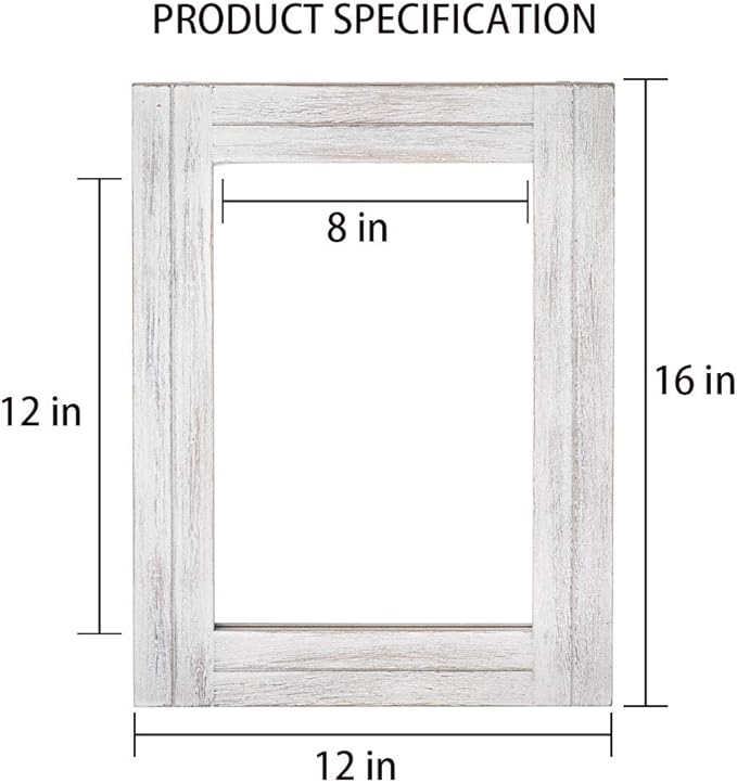 Rectangle Wall Mirror for Bathroom, Distressed White Wood Decor