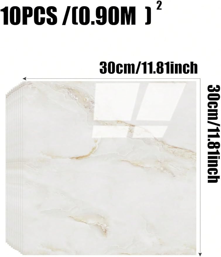 Chejiaye 10pcs Marble Peel and Stick Backsplash Waterproof Washroom Wall Panels