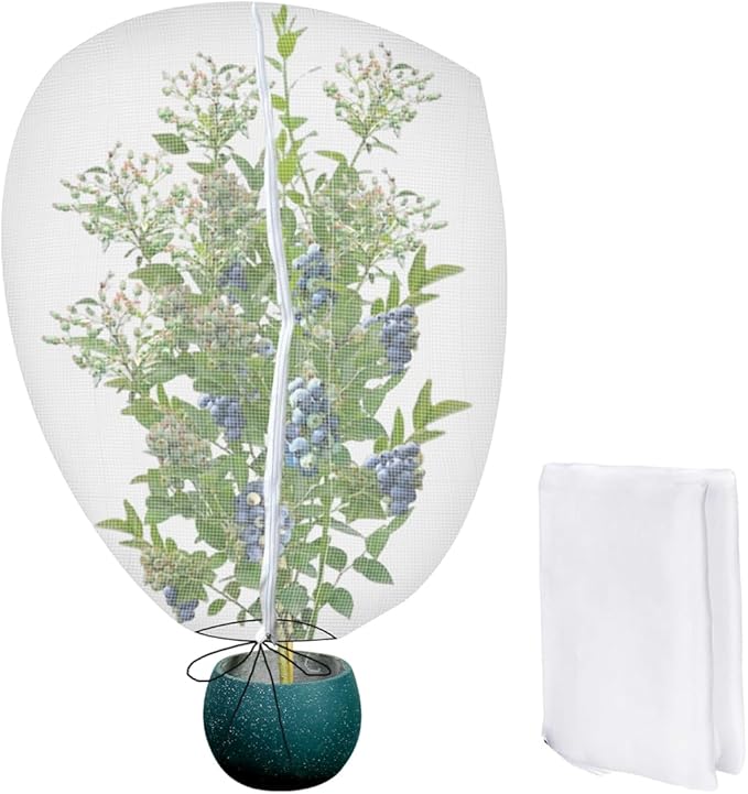 Gardtree 1PCS 6 Ã 7.8 FT Large Fruit Tree Netting Covers with Double Zipper & Drawstring, Garden Mesh Barrier for for Blueberry Bushes, Tomato & Citrus â Easy-Access Mesh Bird & Squirrel Barrier