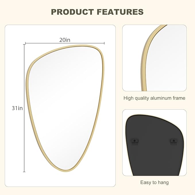 WallBeyond Asymmetrical Mirror, Irregular Wall Mirror, Wall Mirrors Decorative