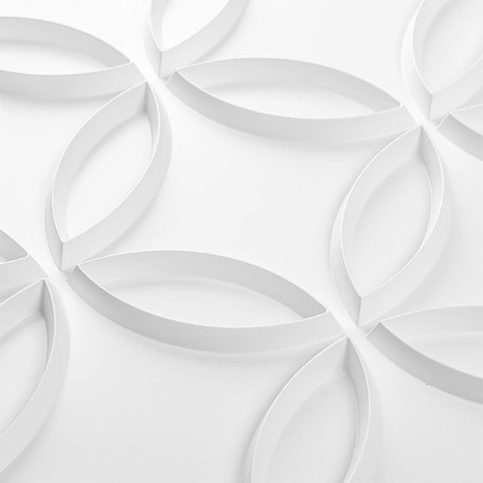 Art3d PVC 3D Wall Panel Interlocked Circles in Matt White Cover 32 Sq.ft