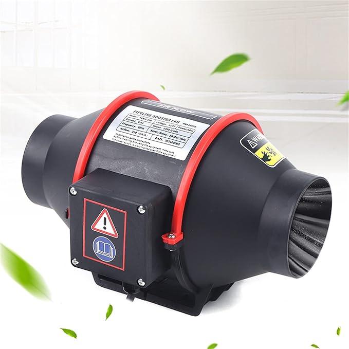4 inch 182 CFM Inline Duct Ventilation Fan Silent Waterproof Exhaust Fan Split Vent Exhaust Blower Air Circulation for Kitchen Greenhouses Grow Tent Bathroom BBQ Shop 310mÂ³/h (4 inch/Black)