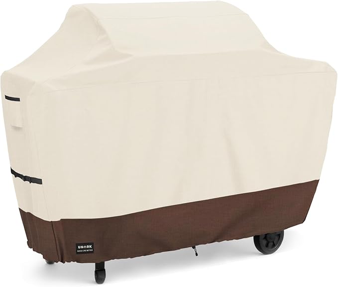 Grill Cover for Outdoor Grill 65 inch, Gas Grill Covers Heavy Duty Waterproof Suitable for Weber Genesis 2, All Weather Protection 65 Inch Grill Cover 65" L x 24" W x 46" H Beige and Brown