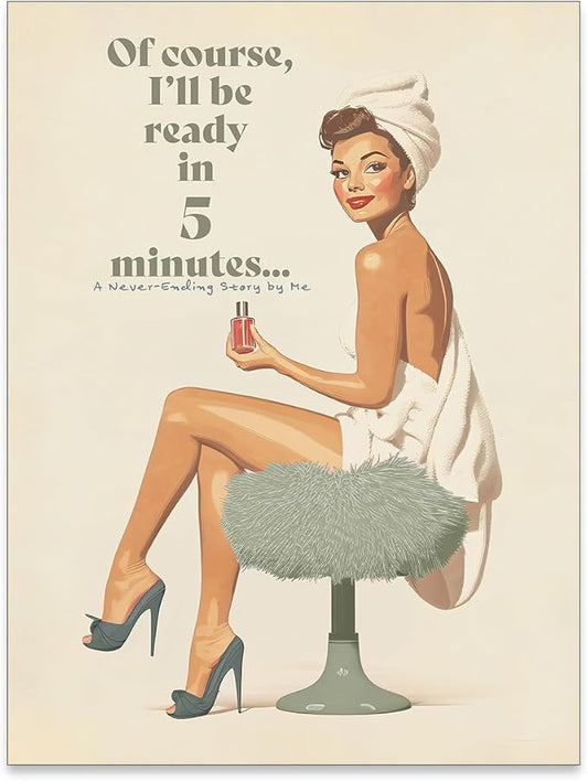 noxozoqm Boho Sage Green Bathroom Poster Vintage 70s Pin Up Girl Wall Art Of