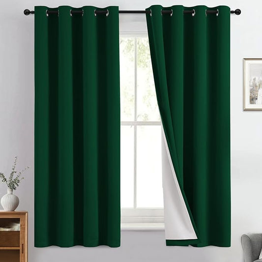 Yakamok 100% Blackout Curtain Panels 63 inches Cold and Light Blocking Drapes