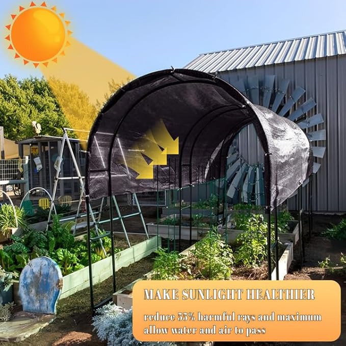 Cool Area 55% 8x20ft Sunblock Shade Cloth Cover Mesh UV Resistant Net for Garden Flower Plant Greenhouse, Black