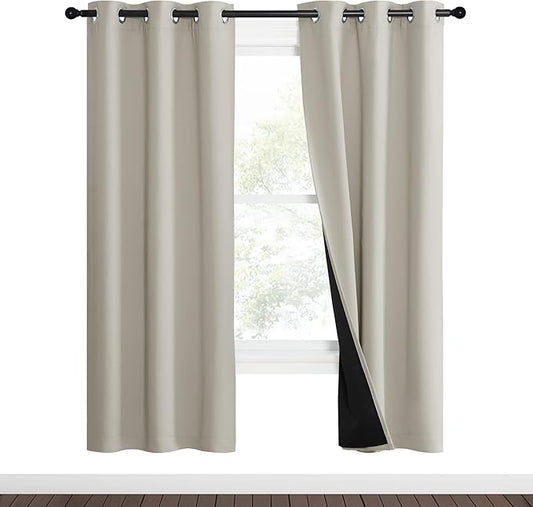 NICETOWN Natural Blackout Curtains 70 inches Long, 2 Pieces, Full Light