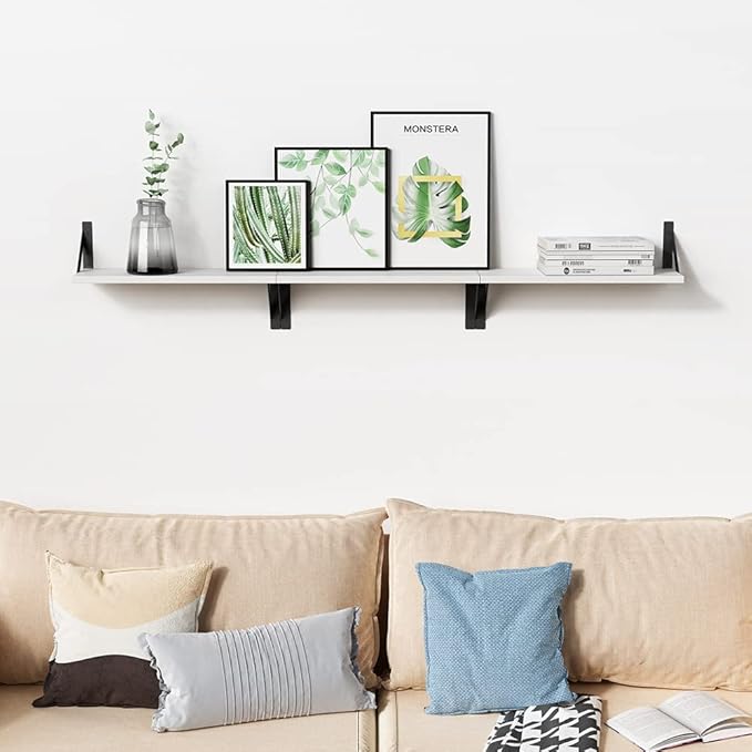 Forbena White Floating Shelves for Wall Decor Set of 3, 17 x 6 Inches Bathroom