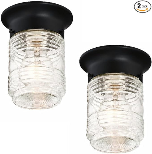 Design House 2-Pack Jelly Jar 1-Light Indoor/Outdoor Flush Mount Ceiling Light