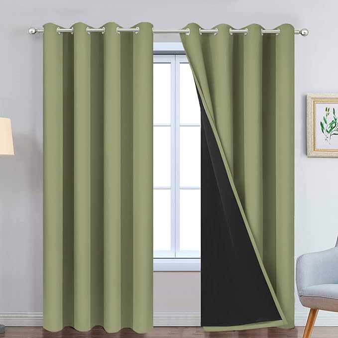 Yakamok Total Blackout Curtains, 2 Thick Layers Completely Blackout Thermal
