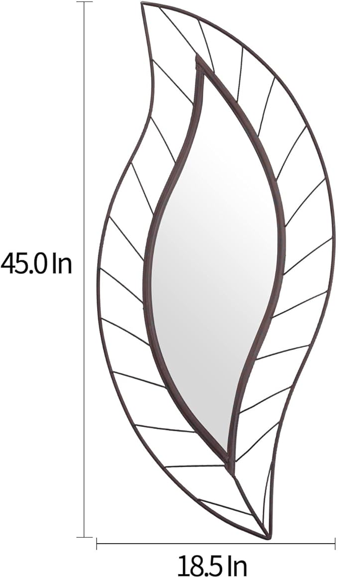 ironsmithn Decorative Wall Mirror, Leaf Design Metal Frame