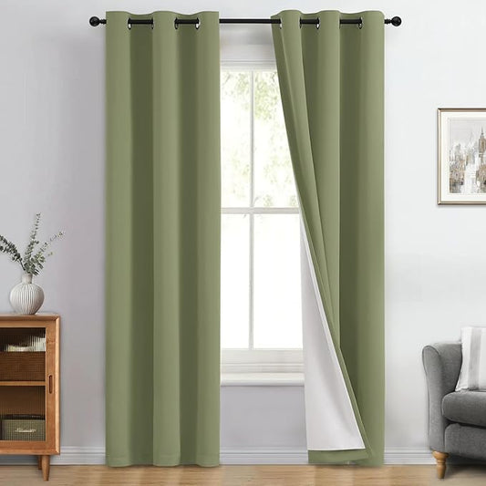 Yakamok 100% Blackout Curtains for Living Room, Thermal Insulated Blackout