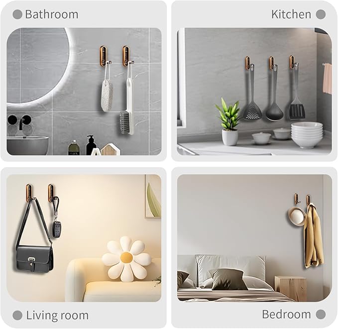 4PCS Foldable Wall Hooks, Flip Down Design