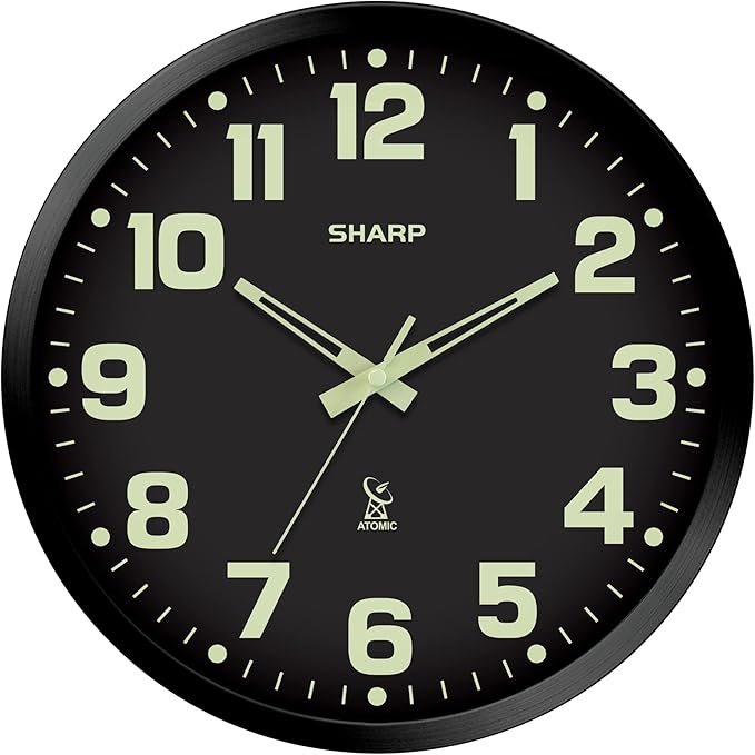Sharp Glow in the Dark Atomic Analog Wall Clock
