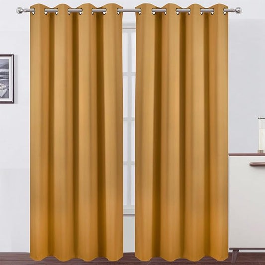 LEMOMO Blackout Curtains 52 x 108 inch/Mustard Yellow Curtains Set of 2