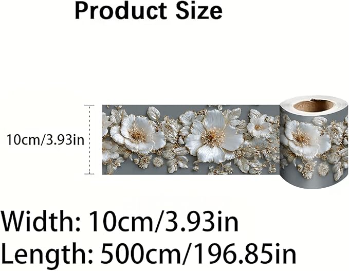 Pearl Wallpaper Border 196x4 Inch Peel and Stick Wall Border Elegant Gray White