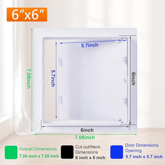 Suteck Plastic Access Panel for Drywall Ceiling 6 x 6 Inch Reinforced Plumbing