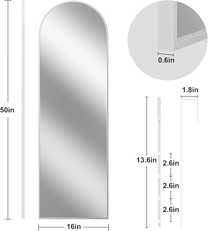 Rowjut Full Length Door Mirror, Wall Mounted Wall Mirrors, Cloakrooms, etc.