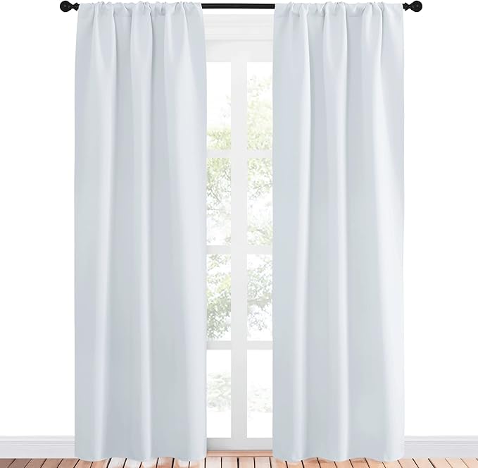 NICETOWN Greyish White Window Curtain Panels