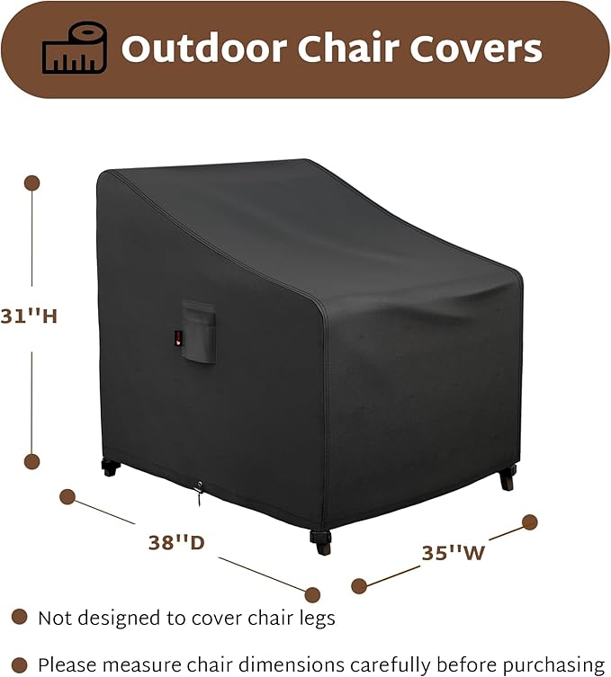 iBirdie Waterproof Outdoor Chair Covers 35 x 38 x 31 inch 2 Pack Patio Furniture Covers