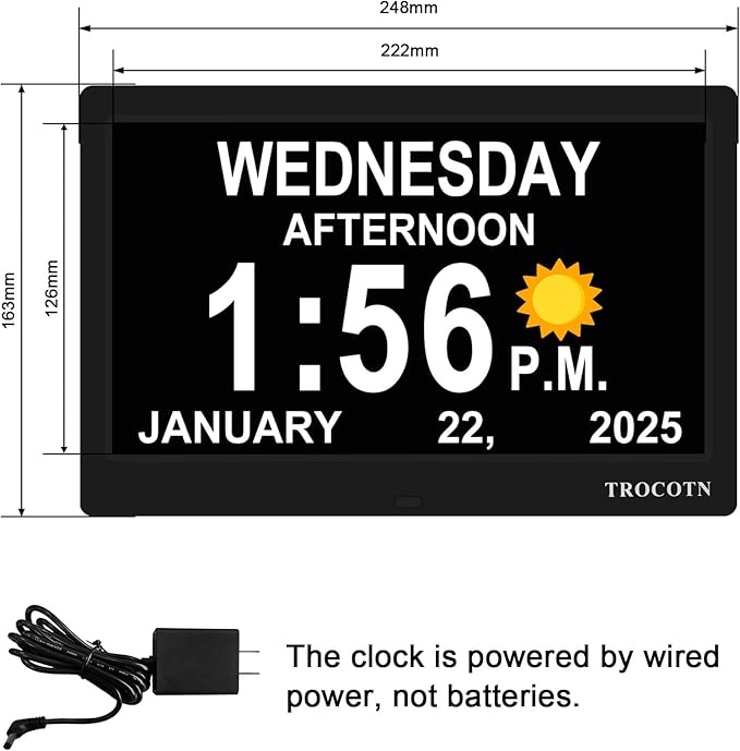 TROCOTN Dementia Clocks, Large Display Calendar Alarm Clock
