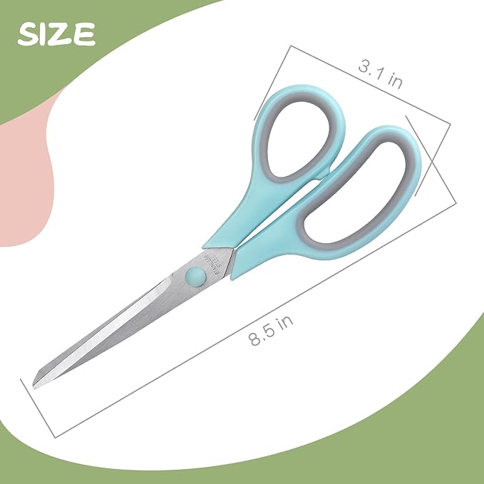 Scissors 8.5 Inch scissors all purpose Bulk Set of 3, Scissors for Office Home School Craft Supplies, Soft Comfort-Grip Right/Left Hand, Gray