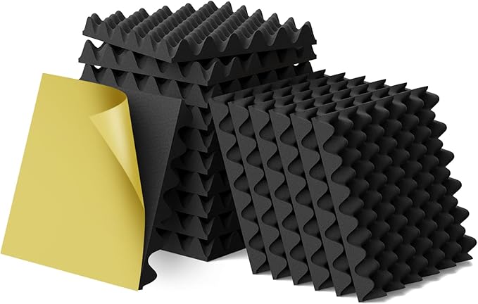 6 Pack 1.5"X12"X12" Acoustic Foam, Self Adhesive Sound Proof Egg Crate Foam
