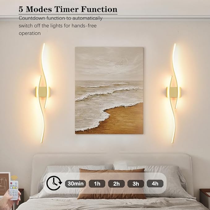 Modern Wall Sconces Set of 2, Dimmable LED