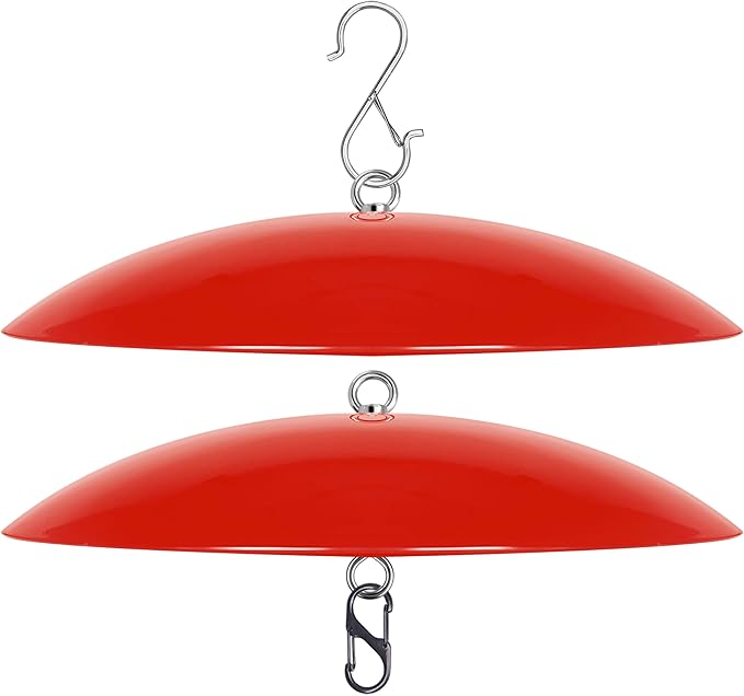 13" Hummingbird Feeder Dome Guard,Bird's Feeder Rain Cover,Squirrel Proof for Bird Feeders Pole, Smart Bird Feeders Umbrella(Bright Red), 2Pack