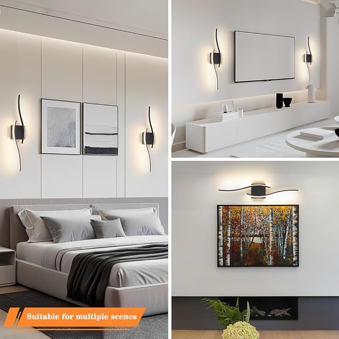 Daunton Modern Battery Operated Wall Sconce Set of 2, 3CCT Adjustable, Timer&