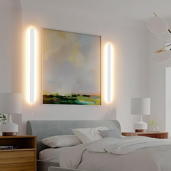 KELUOLY Modern Plug in Long Wall Sconce, 39.3" White Matte LED Wall Lights