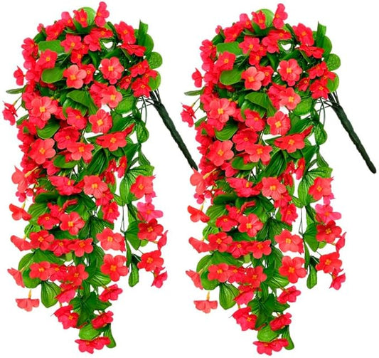 ZFProcess 2PCS Artificial Hanging Flowers, Fake Hanging Plants Violet Vines UV